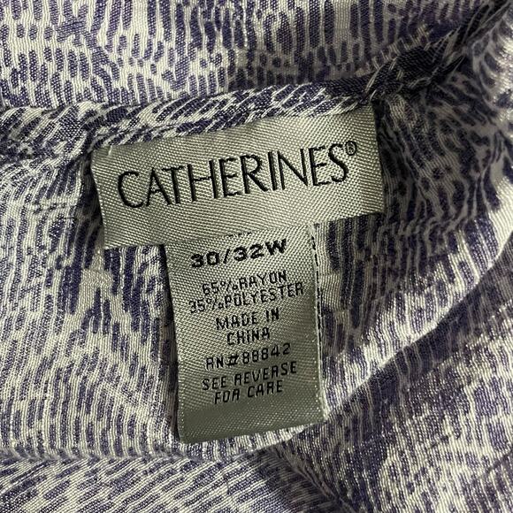 Catherines Womens Blouse Plus Size 30/32W Purple Santa Fe Peasant Top Pullover - Picture 5 of 10